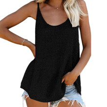 Barr Camisole Scaoilte Gan Muinchille do Mhná, Léine Sreabhach le Strapaí Spaigití agus Muineál Scoop, Cami Bog agus Cairdiúil don Chraiceann