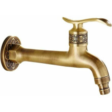 Vintage Design Solid Brass Antique Style Cold Water Tap, Wall Mounted Single Handle Faucet Easy Installation Resistant Long Lasting for Kitchen