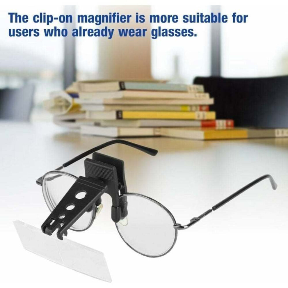 Magnifying Glass with Interchangeable Lenses, Clip On Magnifier for Glasses 1.5X 2.5X 3.5X Hands-Free Reading Aid for Hobbies Crafts Repair, Folding