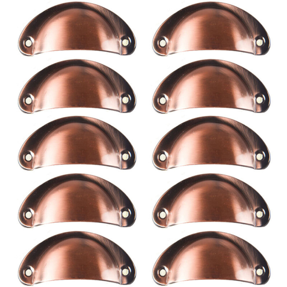 Antique Cabinet Cup Pull For Furniture Wardrobe, Distressed Copper Vintage Drawer Handle Easy Installation For Kitchen Cupboard (Set Of 10) 9358999484280