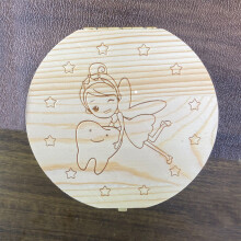 Zahnfee-Box aus Holz, Aufbewahrungsbox für Babyzähne zur dauerhaften Aufbewahrung und zum Mitnehmen, mit viel Platz für persönliche Widmungen und