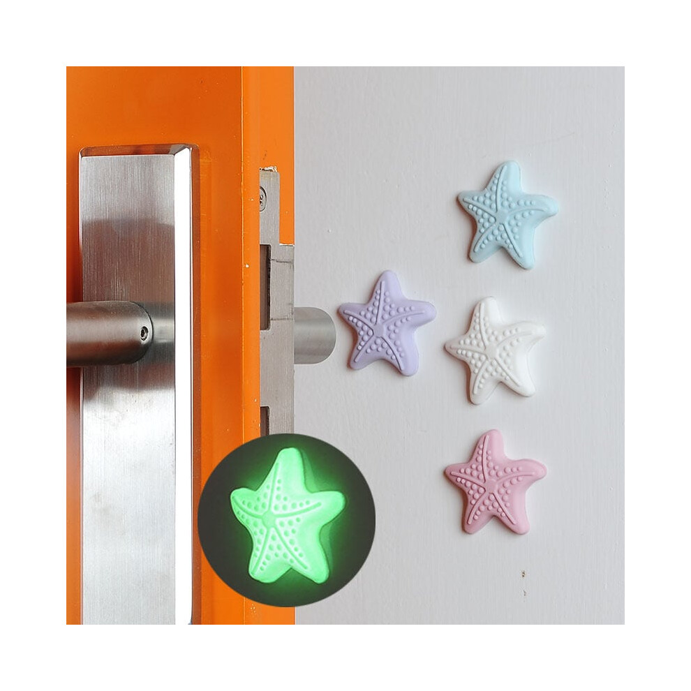Silicone Cabinet Handle, Glow-In-The-Dark Starfish Shaped Shock Absorber For Living Room, Bathroom, Kitchen, Bedroom, And Washing Machine Area (4Pcs) 9433291797839