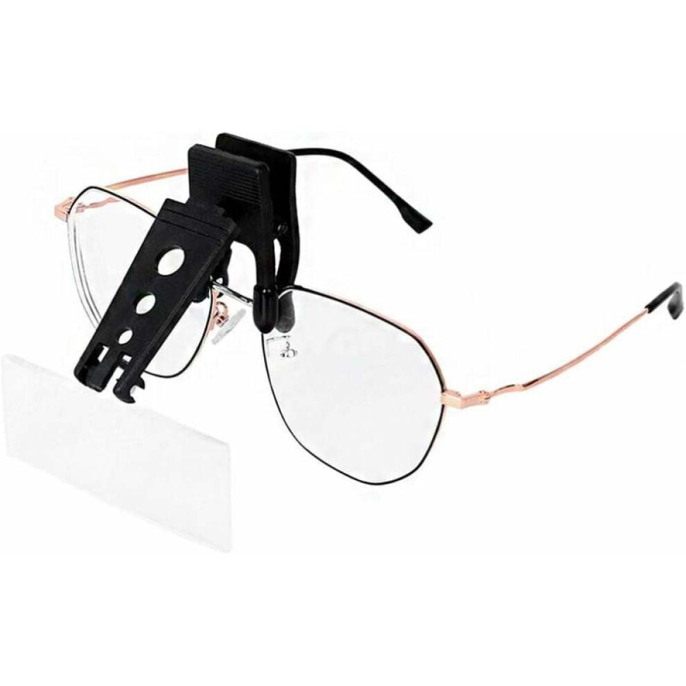Optical Instruments for Close-Up Work, Folding Clip On Eyeglass Loupe with 1.5X 2.5X 3.5X Interchangeable Lenses Clip On Magnifier for Glasses,