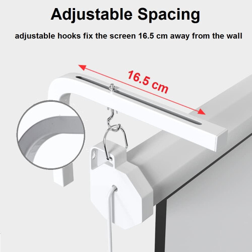 Adjustable Extension for Projector Screen, Hook Manual Hanger with Solid Steel L-Bracket, Avoid Moisture in Home Office Environments (Max Load: 20 kg) 1