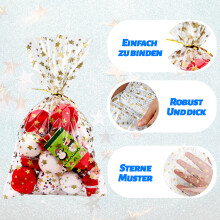 Bolsas de celofán con estampado de estrellas para dulces, papel de regalo con estampado exquisito, impermeable y con estrellas doradas para bolsas
