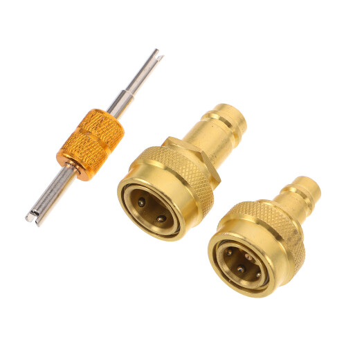 3Set Kit Adattatori Rame Dorato R134a A R1234yf Quick Coupler Per Auto 1