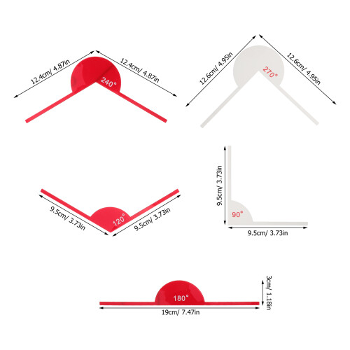 9Pièces Règle Mesure Angles Polyvalente Pour 2
