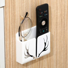 (White) 1PC Wall Mounted Storage Box Remote Control Storage Box Air Conditioning Remote Control TV Storage Box Phone Holder Organization