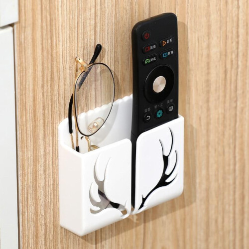 (Green)1PC Wall Mounted Storage Box Remote Control Storage Box Air Conditioning Remote Control TV Storage Box Phone Holder Organization