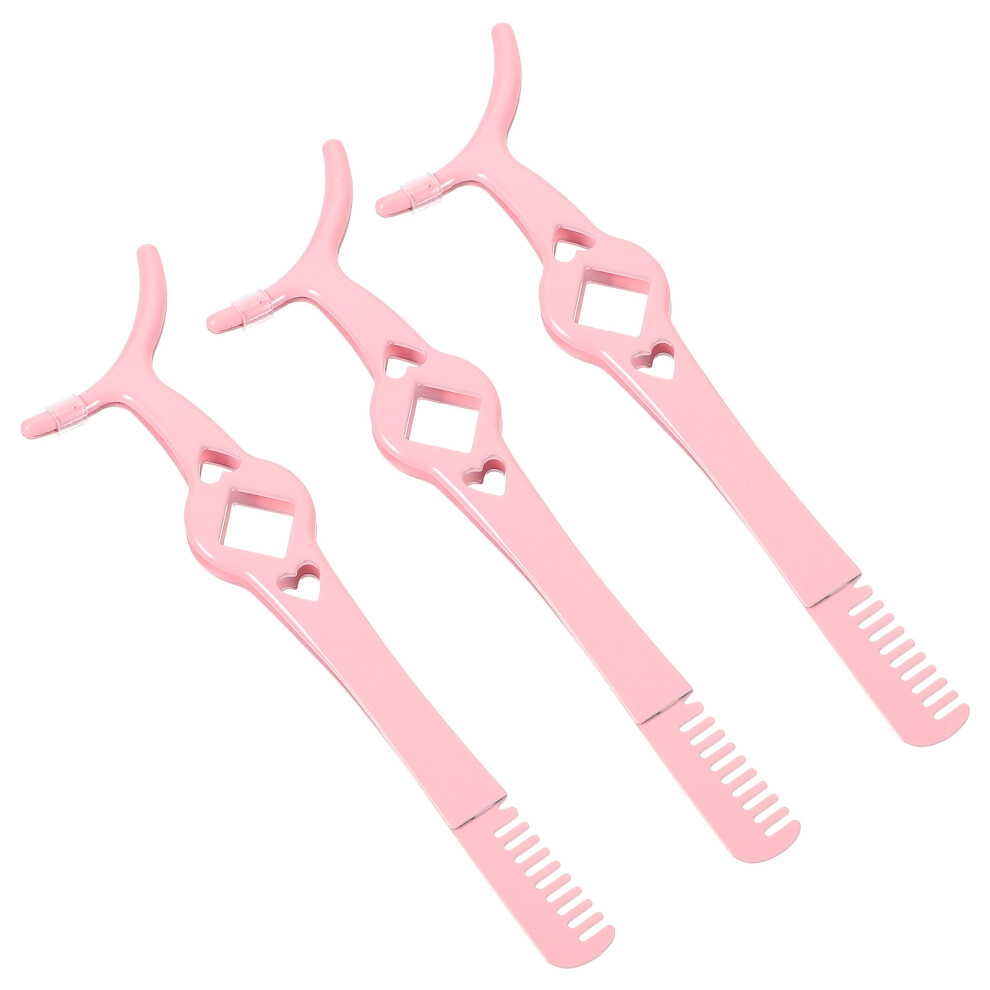 Villcase Pink 6Pcs Durable Stainless Steel Lash Tweezers Eyelash Clamping Tool