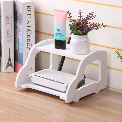White PVC Floating Router Shelf 2-Tier Modem and Router Holder 1