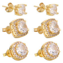 3Paia Oro, Set E Rotondi in Rame E Zirconia