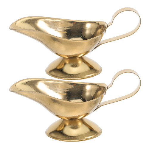 2Pz Caraffa Salsa Dorata in Acciaio Per Buffet E Uso