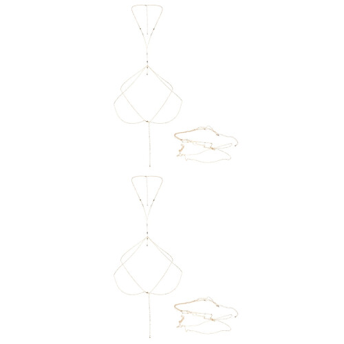 2Pz Catena Corpo in Oro Per Decorazione Moda E 2
