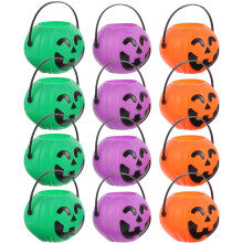 36Pcs Plastic Pumpkin Candy Containers Colorful Trick Or Treat Buckets