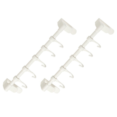 8Pcs White Plastic Cabinet Door Towel Hooks Organizer