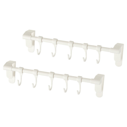 8Pcs White Plastic Cabinet Door Towel Hooks Organizer 2