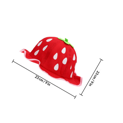 2Pz Cappello Secchiello Fragola in Cotone Rosso Per Bambina 1