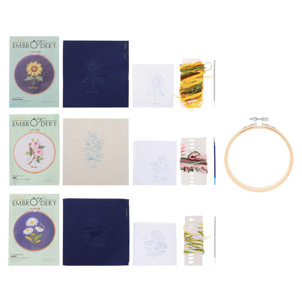 4Op Materiał Do Haftu Diy Z Bambusa I Lnu Kolorowy Komfortowy-image