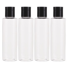 4Szt Czarne Plastikowe Butelki Podróżne - Butelki Na Szampon I Lotion