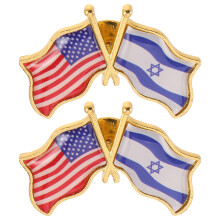 2Szt Metalowe Przypinki Flagowe Usa I Izrael Do Marynarki I Plecaka