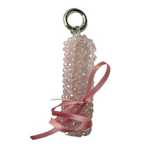 Porte-clés de chaussure en cristal-Boucle suspendue ronde rose