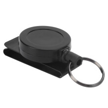 Chaveiro retrátil com mosquetão multifuncional, clipe de cinto resistente, cordão de aço, design seguro e antifurto para enfermeiros, operários