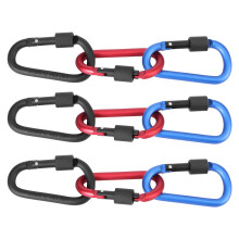 Hard Aluminum Alloy Locking Carabiner, Safety Design For Backpacks, Key Rings, Kettles, Tents, Ropes, 9Pcs D Ring Clips With Flat Key Ring, Versable &