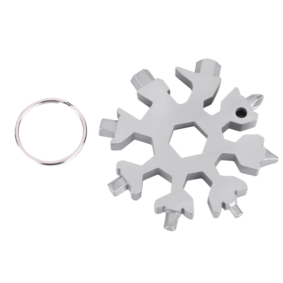 Corrosion Resistant Snowflake Keychain, Stainless Steel 18 In 1 Multitool With Glossy Surface For Versatile Use 9482828837005