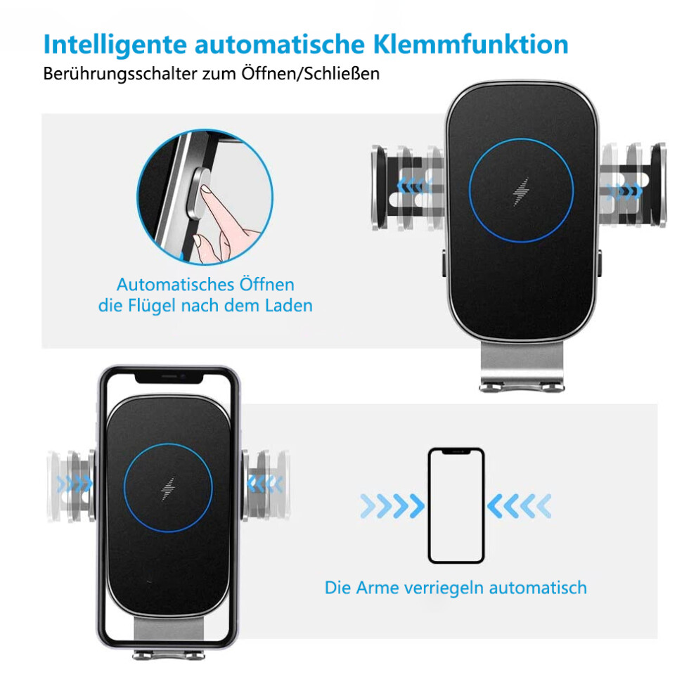 Smart Magnetic Auto-Clamping Wireless Car Charger, Innovative Built-In Battery Support Ensuring Seamless Operation, Heavy Duty Suction Cup For Stable 9169997243416