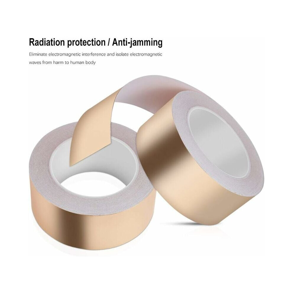 Flexible Tape, Double-Sided Conductive Copper Foil For Emi Shielding And Electrical Repairs, Conductive Adhesive 2-Pack, 25M X 50Mm Strips For Wide 9169997243010