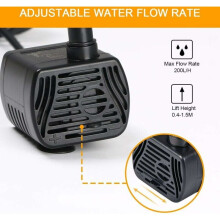 Bomba submersível para fonte de água, bomba de substituição com filtro de tripla ação, bomba de água alimentada por USB para aquário, lago e