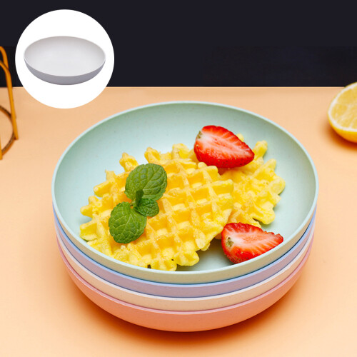 Serving Dish Featuring Wheat Straw PP Material, Large Capacity Deep Round Plate for Kitchen Dining, Pretty Design with Smooth Surfaces, Easy Carrying 1