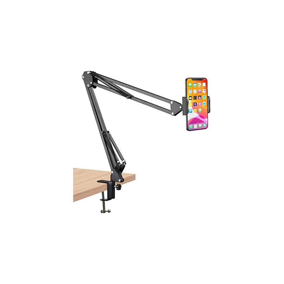 Universal Articulating Arm Stand, Phone Mount Clip With Screw Lock Base For Devices From 4 To 6.7", Flexible Long Gooseneck For Comfortable Reading 9405630242904