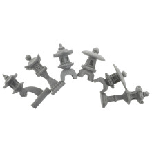 18Stk Asiatische Pagode Grau Resin Bonsai Und Aquarium