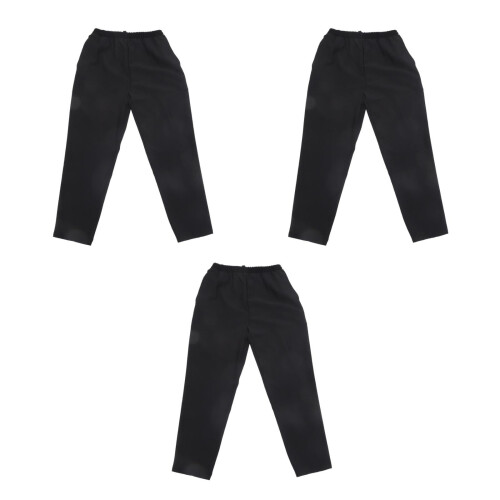 3Pièces Pantalon Chef Noir Ample, Polyester, Idéal Restaurant 1