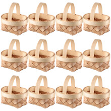 60Ud Mini Cestas Rústicas De Madera Khaki Para Eventos Y Decor