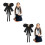 2Pièces Femme Noir Matériau Mode Ajustable 5