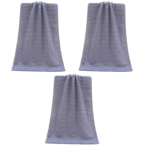 3Pcs Blue Comfortable Cotton Towels for Face and Bath Cleaning 2