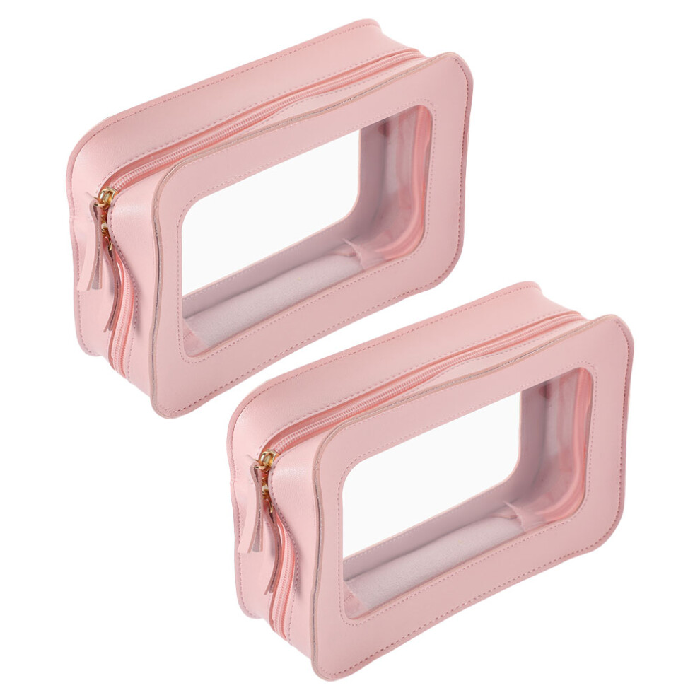Vaguelly Pink 10Pcs Waterproof Pvc Makeup Bags Travel Cosmetic Organizer