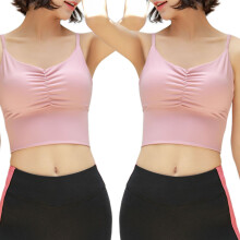 2Pcs Pink Sleeveless Woman Sports Bra Breathable Fitness Vest for Yoga