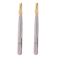 4 Pcs Tweezers Eyebrow Clamps Silver