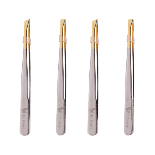 4 Pcs Tweezers Eyebrow Clamps Silver 1