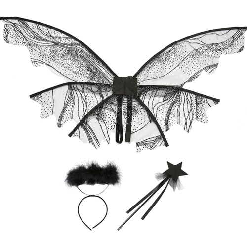 4Set Costume Nero Per Ragazzi E Ragazze Butterﬂy E Angelo