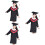 3Pz Kids Graduation Gown Nero Set Con Cappello E Nappa Per 7