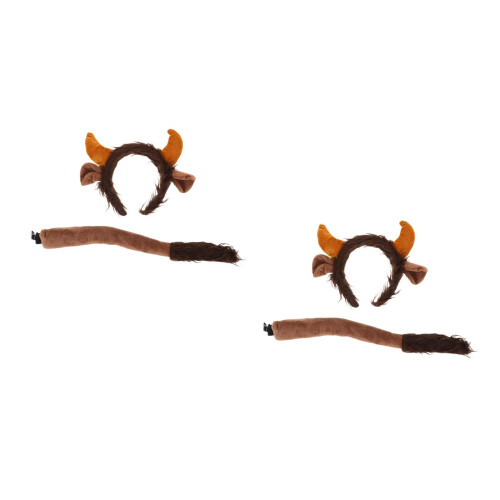 2Conjuntos Conjunto Tiara E Cauda De Vaca Café Para Cosplay Infantil 2