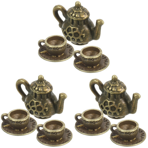 3Conjuntos Mini Chávena E Bule De Zinco Para Decoração 1