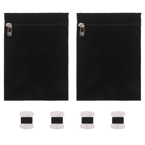 2Pcs Black Hidden Zip Pockets DIY Sewing Canvas for Coats and Jackets