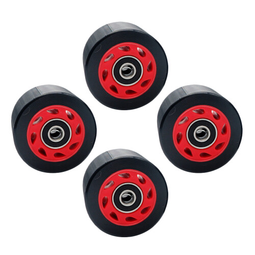 2Set Ruote Roller Doppia PU Nero Per Pattini Outdoor Strade