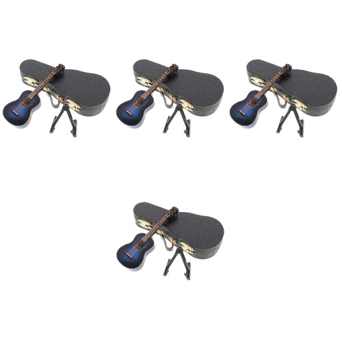4Conjuntos Guitarra Miniatura Azul De Para Enfeite De 1